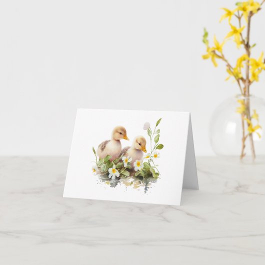 Twee eendjes met madeliefjes BLANK Kaart (Gele Bloem)
