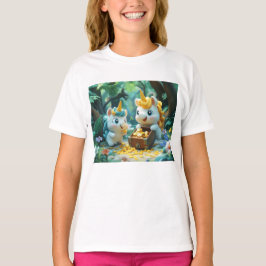 Twee eenhoorns met schatkist t-shirt
