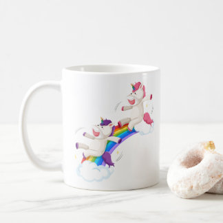 Twee eenhoorns over de regenboog koffiemok