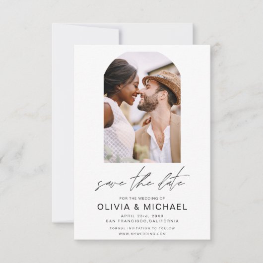 Twee Eenvoudige Foto's bewaren het Afbeelding van  Save The Date (Voorkant)