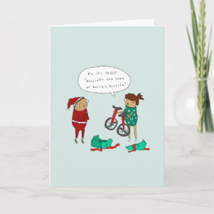 Twee eenwielers   Grappige Comic Cycling Christmas Feestdagen Kaart