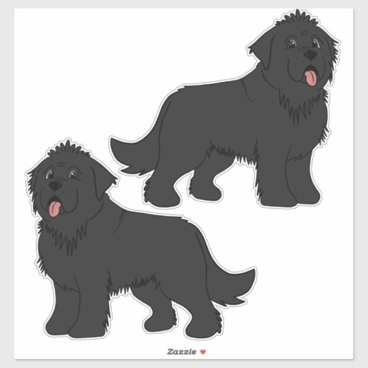 Twee effen zwarte Newfoundlands Sticker (Vel)