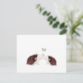 Twee egel onder de mistletoe briefkaart (Staand voorkant)
