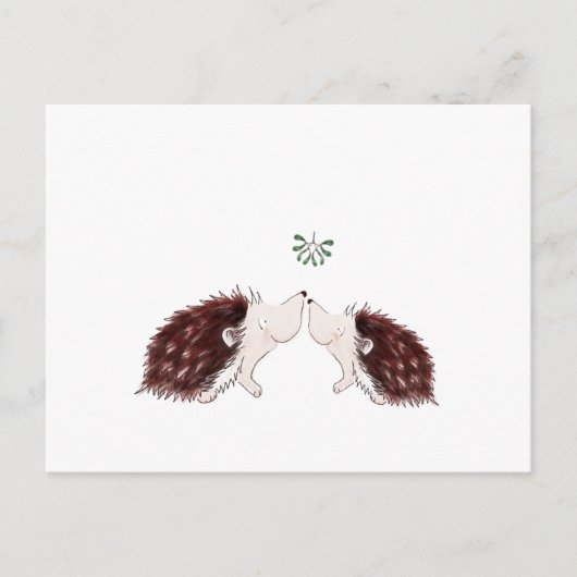 Twee egel onder de mistletoe briefkaart (Voorkant)