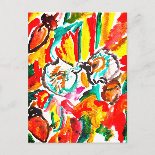 Twee egels spelen de herfst. briefkaart (Voorkant)