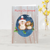 Twee Eigenaars op Branch, prettige kerst Kaart (Gele Bloem)