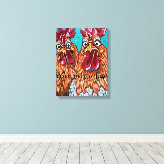 Twee eigenzinnige hanen canvas afdruk (Insitu (Houten vloer))