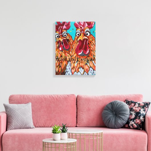 Twee eigenzinnige hanen canvas afdruk (Insitu (Woonkamer))