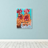 Twee eigenzinnige hanen canvas afdruk (Insitu (Houten vloer))