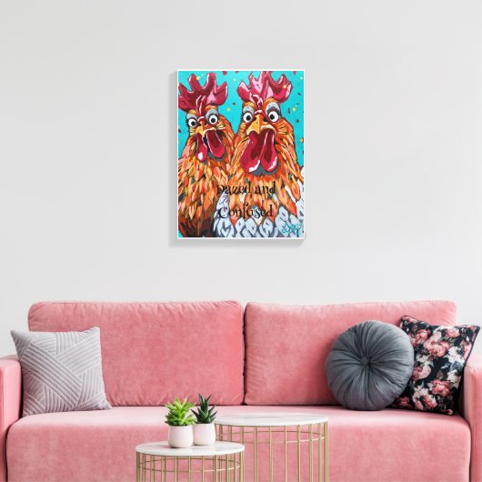 Twee eigenzinnige hanen canvas afdruk (Insitu (Woonkamer))