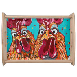 Twee eigenzinnige hanen dienblad