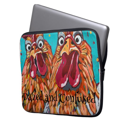Twee eigenzinnige hanen laptop sleeve (Voorkant Links)