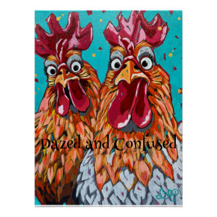 Twee eigenzinnige hanen perfect poster