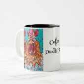 Twee eigenzinnige hanen tweekleurige koffiemok (Voorkant links)