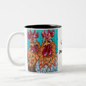 Twee eigenzinnige hanen tweekleurige koffiemok (Links)