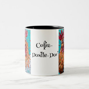Twee eigenzinnige hanen tweekleurige koffiemok