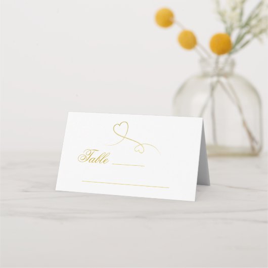 Twee Elegant Gold Hearts | Aangepaste bruiloft Plaatskaartje (Voorkant)