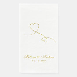 Twee Elegant Gold Hearts | Aangepaste bruiloft Servet