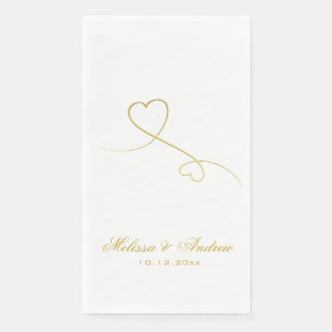 Twee Elegant Gold Hearts Aangepaste bruiloft Servet