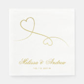 Twee Elegant Gold Hearts | Aangepaste bruiloft Servetten (Voorkant)