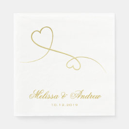 Twee Elegant Gold Hearts | Aangepaste bruiloft Servetten