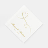 Twee Elegant Gold Hearts | Aangepaste bruiloft Servetten (Hoek)