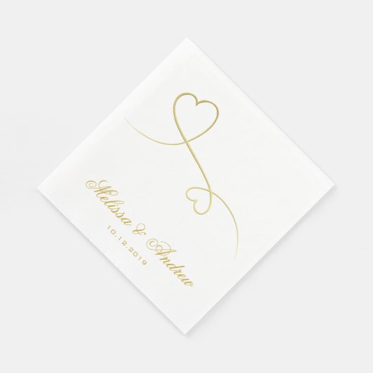 Twee Elegant Gold Hearts | Aangepaste bruiloft Servetten (Hoek)