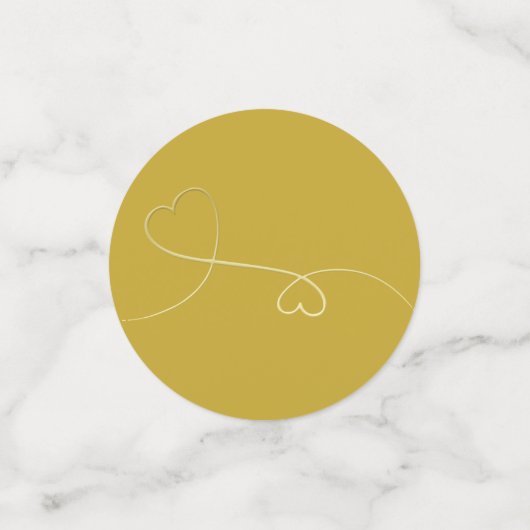 Twee Elegant Gold Hearts | Blauw en gouden bruilof Confetti (Kleine voorkant)