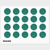 Twee Elegant Gold Hearts | Blauwgroen bruiloft "Da Ronde Sticker (Vel)