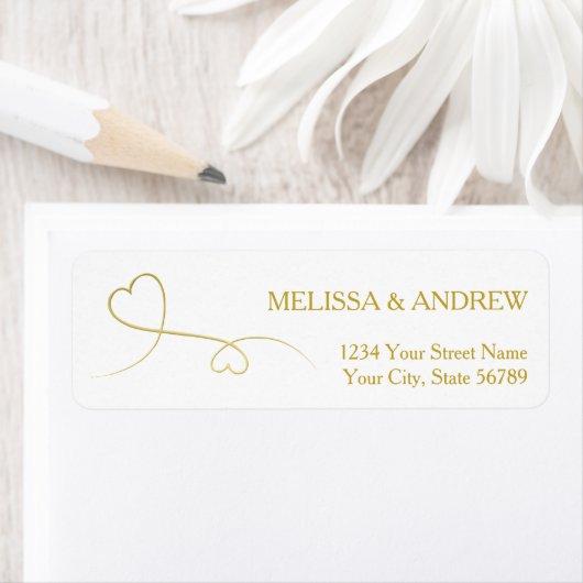 Twee Elegant Gold Hearts Etiket (Insitu)