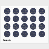 Twee Elegant Gold Hearts-gepersonaliseerde blauwe Ronde Sticker (Vel)