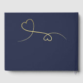 Twee Elegant Gold Hearts | Navy Blue Wedding Gastenboek (Achterkant)