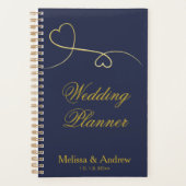 Twee Elegant Gold Hearts | Navy Blue Wedding Planner (Voorkant)