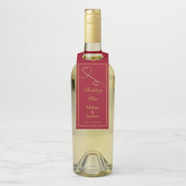 Twee Elegant Gold Hearts | Rood huwelijk Flessenhanger