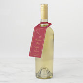 Twee Elegant Gold Hearts | Rood huwelijk Flessenhanger (Schuin)