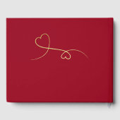 Twee Elegant Gold Hearts | Roodbruin karmijn Gastenboek (Achterkant)