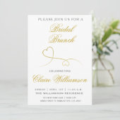 Twee Elegant Gold Hearts | Uitnodiging van Bridal (Staand voorkant)