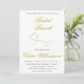 Twee Elegant Gold Hearts | Uitnodiging van Bridal  (Staand voorkant)