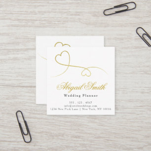 Twee Elegant Gold Hearts   Vierkante Visitekaartje