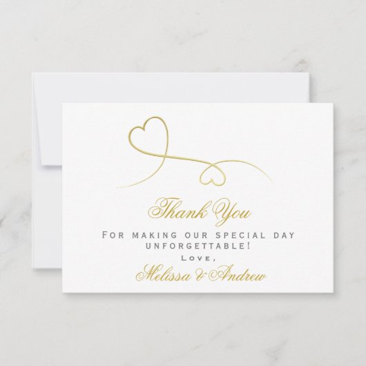 Twee Elegant Gold Hearts | Weddenschap Bedankkaart (Voorkant)