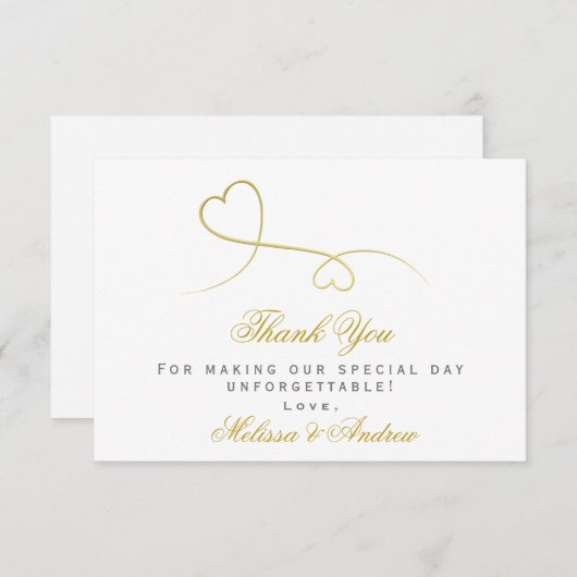 Twee Elegant Gold Hearts | Weddenschap Bedankkaart (Voorkant / Achterkant)