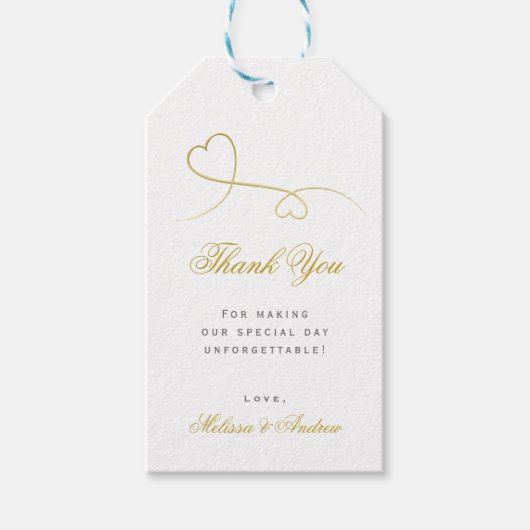 Twee Elegant Gold Hearts | Weddenschap "Bedankt" Cadeaulabel (Voorkant)