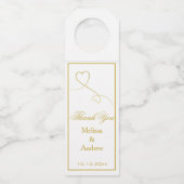 Twee Elegant Gold Hearts | Weddenschap "Bedankt" Flessenhanger (Achterkant)