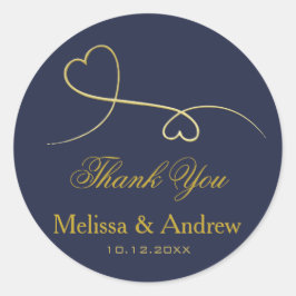 Twee Elegant Gold Hearts | Weddenschap "Bedankt" Ronde Sticker