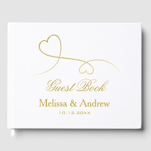 Twee Elegant Gold Hearts | Weddenschap Gastenboek (Voorkant)