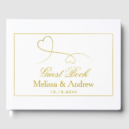 Twee Elegant Gold Hearts | Weddenschap Gastenboek