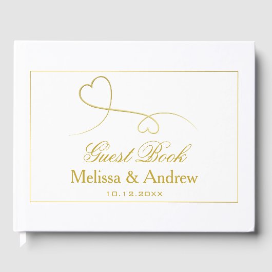 Twee Elegant Gold Hearts | Weddenschap Gastenboek (Voorkant)