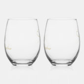 Twee Elegant Gold Hearts | Weddenschap Wijnglas Zonder Voet (Links)