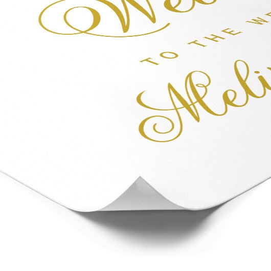 Twee Elegant Gold Hearts | Welkom bruiloft Poster (Hoek)
