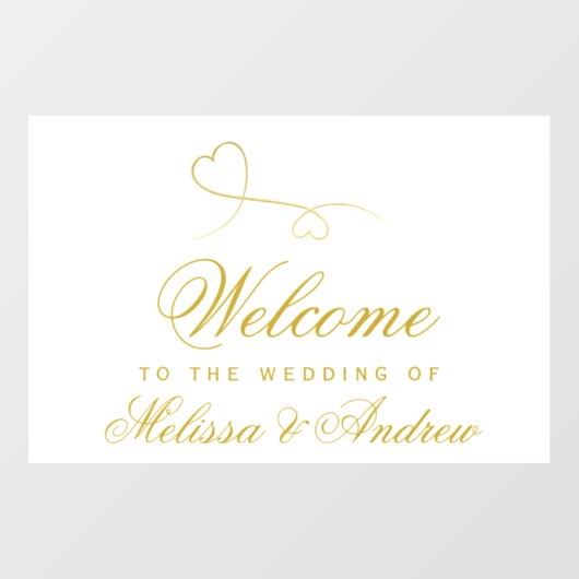 Twee Elegant Gold Hearts | Welkom bruiloft Raamsticker (Vel)